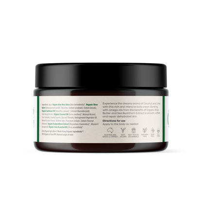 Organic Formulations Intensive Body Cream with Coconut and Lime 200mL