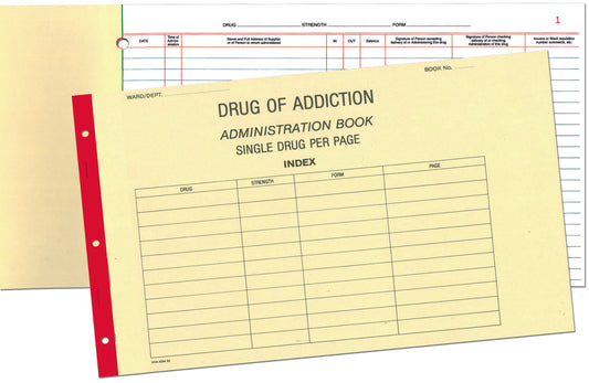 Blank Drug Of Addiction Register Book Single Drugs Each
