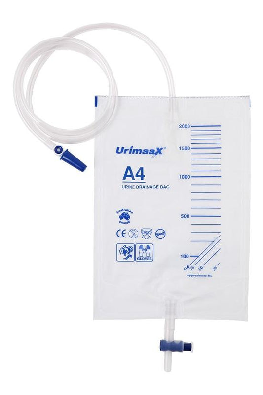 Urimaax A4 Drainage Bag T-Bar Drain 2000Ml 120Cm Sterile Each