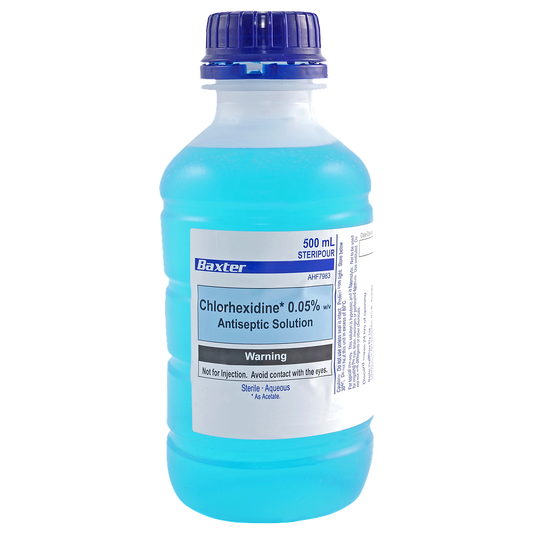 Baxter Chlorhexidine 0.05% 500Ml Blue Antiseptic Solution