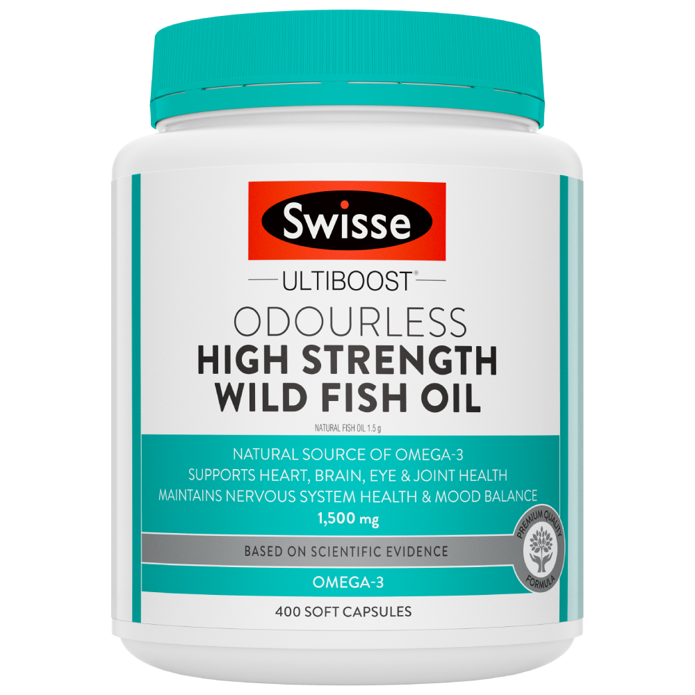 2XSwisse Ultiboost Odourless High Strength Wild Fish Oil 400 Soft Capsules 1500mg