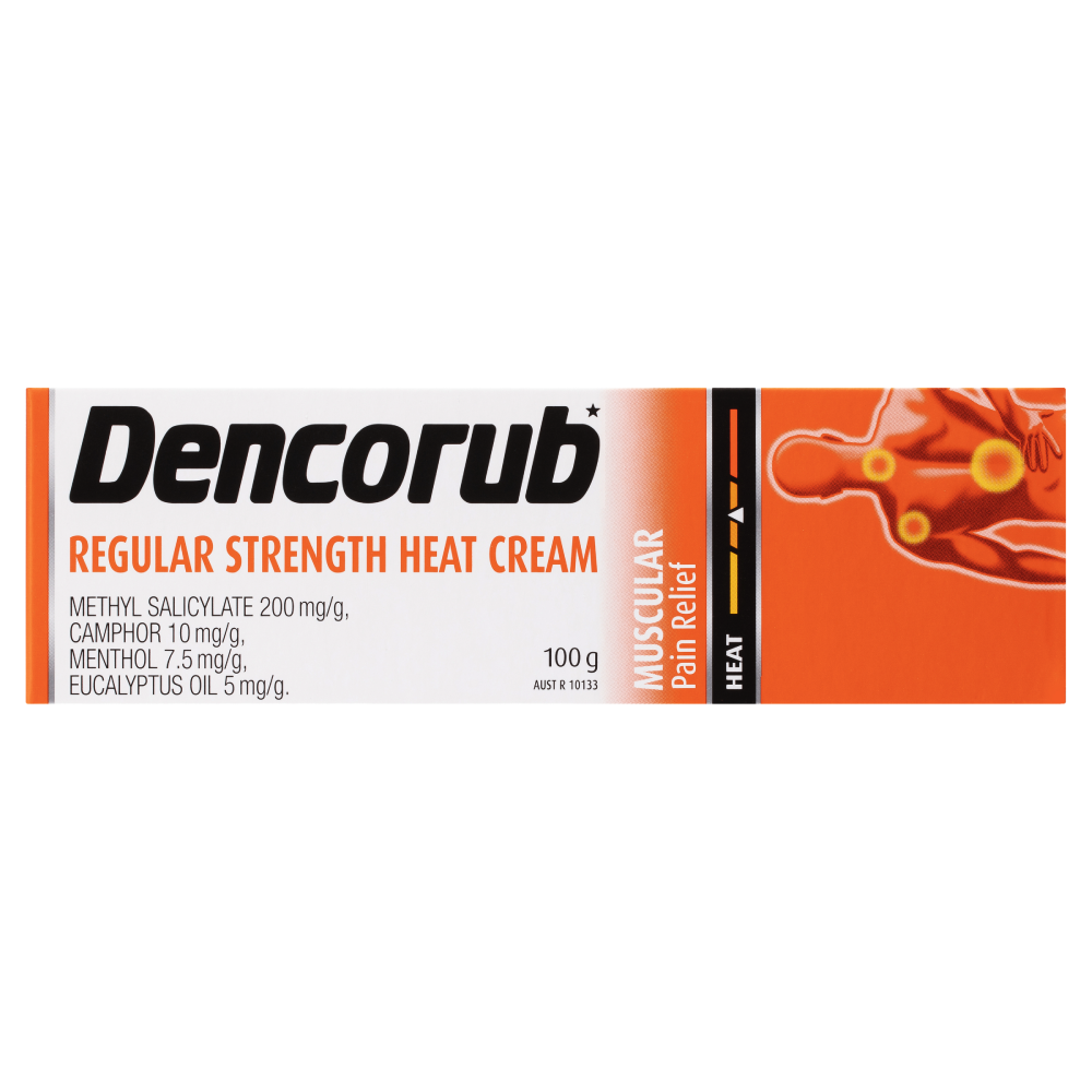 Dencorub Regular Strength Heat Cream 100g Muscular Pain Relief Warming Comfort