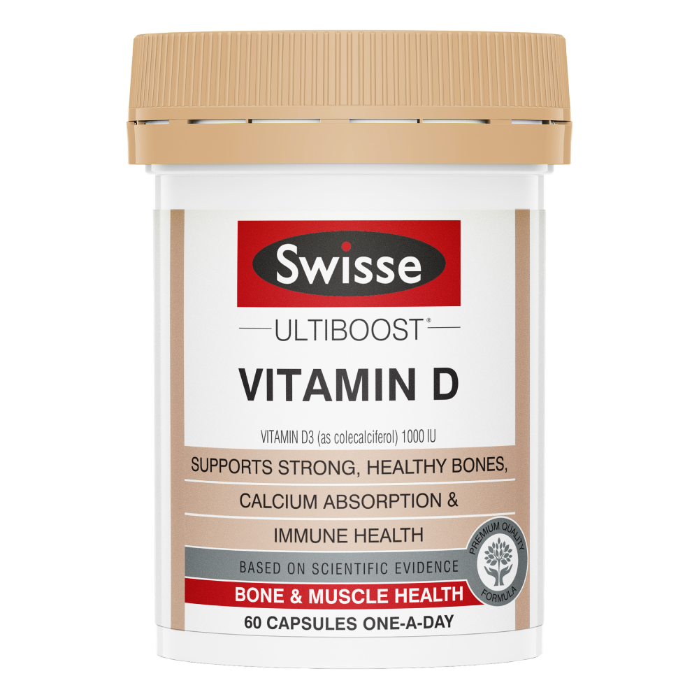 2XSwisse Ultiboost Vitamin D 60 Capsules D3 Colecalciferol 1000IU Bone Health