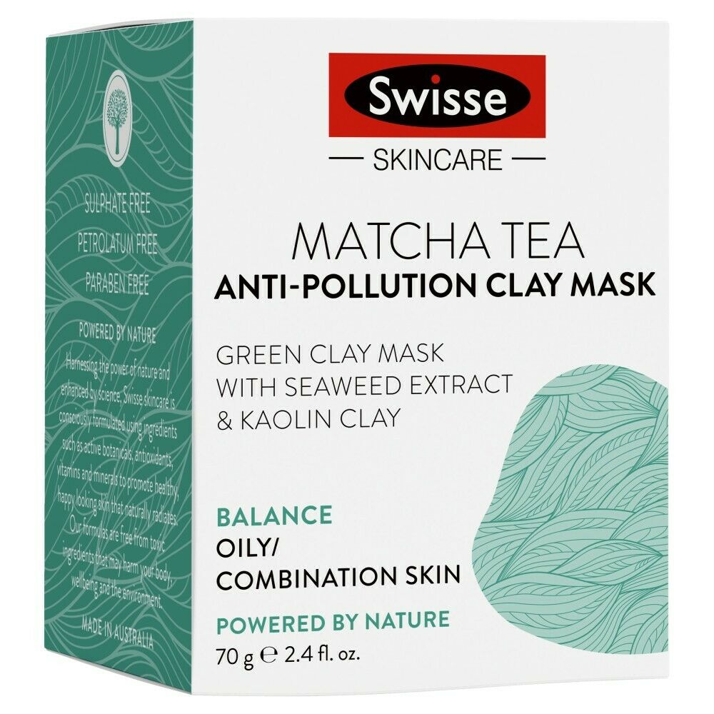 2XSwisse Matcha Tea Anti-Pollution Clay Mask 70g Balance Oily/Combination Skin