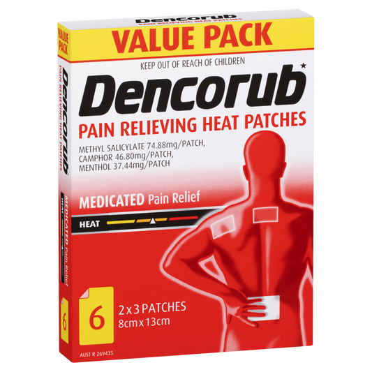 Dencorub Pain Relieving Heat Patches 6pk (Value Pack) Medicated Adhesive